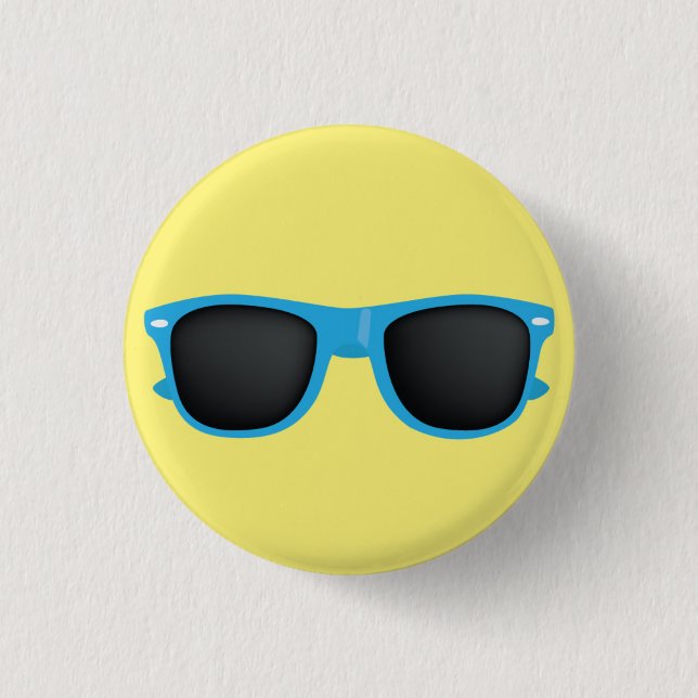 Blue Sunglasses 1 Inch Round Button (Front)