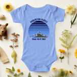 Blue Sunset Mountain Custom Family Reunion Trip<br><div class="desc">This cool blue vintage sunset over rocky mountains in nature makes a great image for a baby bodysuit for a family reunion,  road trip,  or summer vacation. Commemorate your mountain trip with this infant outfit. Just add your own last name and the year with our personalization tool.</div>