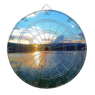 Blue sunset on lake dartboard