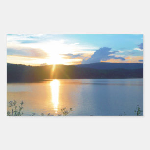 Blue sunset on lake sticker