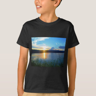 Blue sunset on lake T-Shirt