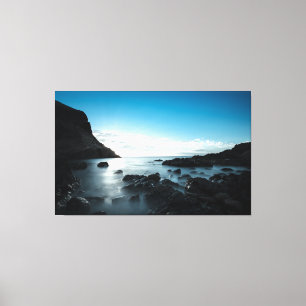 Blue Sunset Premium Wrapped Triptych Canvas