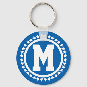 Blue Super Star Monogrammed Keychain