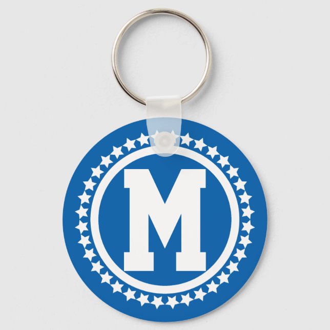 Blue Super Star Monogrammed Keychain (Front)