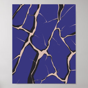 Blue Surface with Deep Cracks Poster