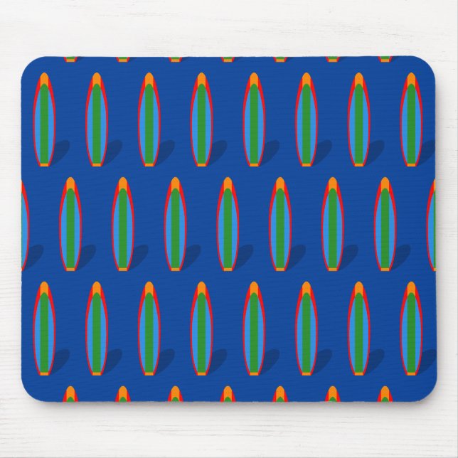 Blue Surfboard Beach Mouse Pad (Front)