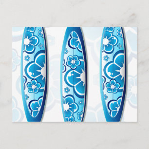 Blue surfboards Summer beach art Postcard