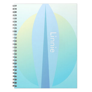Blue Surfing Ombre Sun Name Notebook