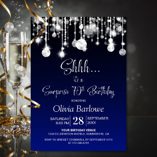 Blue Surprise 70th Birthday Party Invitation