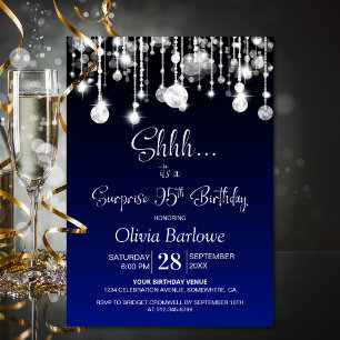 Blue Surprise 95th Birthday Party Invitation