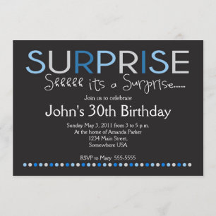 Blue Surprise Birthday Invitation