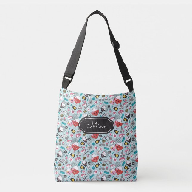 Blue Sushi Kawaii Crossbody Bag (Front)