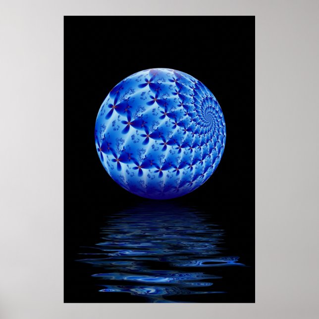 Blue Suspended Sphere Fractal Print (Front)