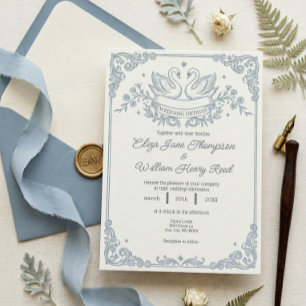 Blue Swan Wedding Invitation