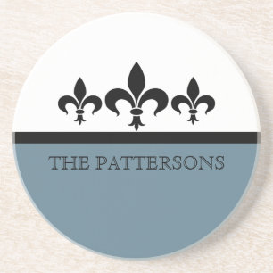 Blue Swanky Fleur De Lis Coaster