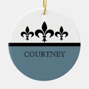 Blue Swanky Fleur De Lis Ornament