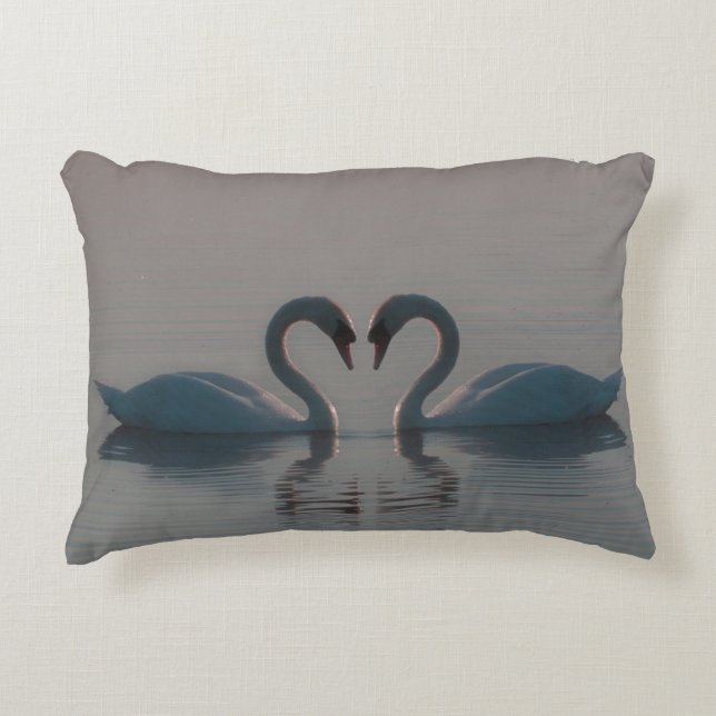 Blue Swans Must Be Love Accent Pillow (Front)