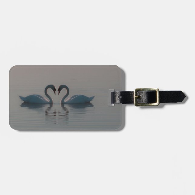 Blue Swans Must Be Love Luggage Tag (Front Horizontal)