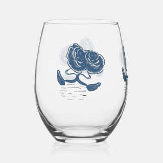 blue swans set / Ensemble de verres bleu
