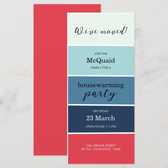Blue Swatch House Warming Party Invite (Front/Back)