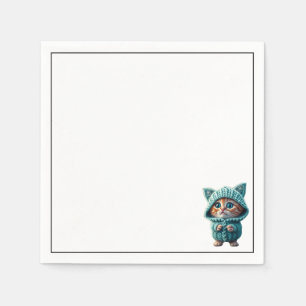 BLUE SWEATERED KITTY NAPKIN