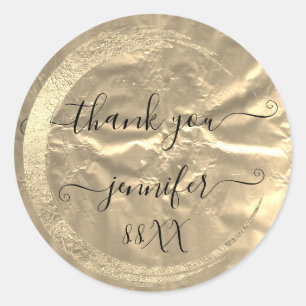 Blue Sweet16th Thank You Gold Save The Date Bridal Classic Round Sticker