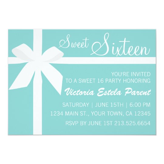 Blue Sweet 16 Invitation