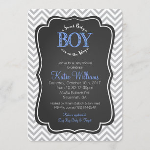 Blue Sweet Baby Boy Baby Shower Invitation Card