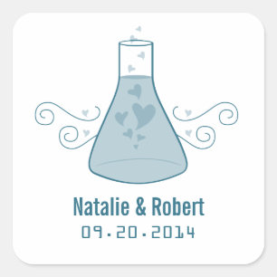 Blue Sweet Chemistry Wedding Stickers