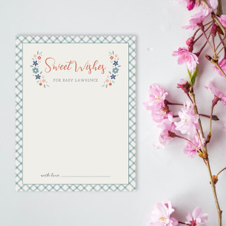 Blue Sweet Floral Wishes For Baby Shower Card