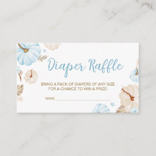 Blue Sweet Little Pumpkin Fall Baby Diaper Raffle Enclosure Card