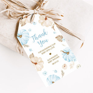 Blue Sweet Little Pumpkin Fall Baby Favor Tags
