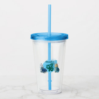 Blue Sweet Sixteen Drinking Glass