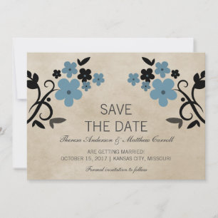 Blue Sweet Vintage Floral Save the Date Invite