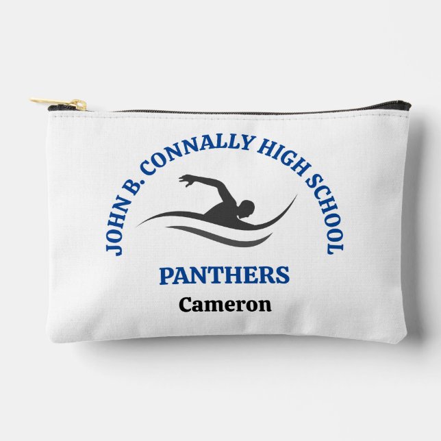 Blue Swim Team Personalized Swimmer Accessory Pouch (Front)