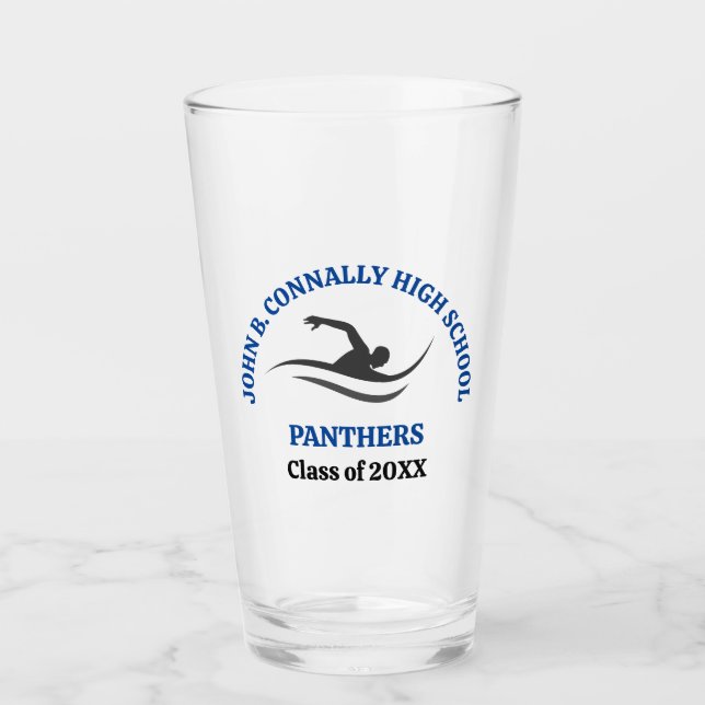 Blue Swim Team Personalized Swimmer Glass (Front)
