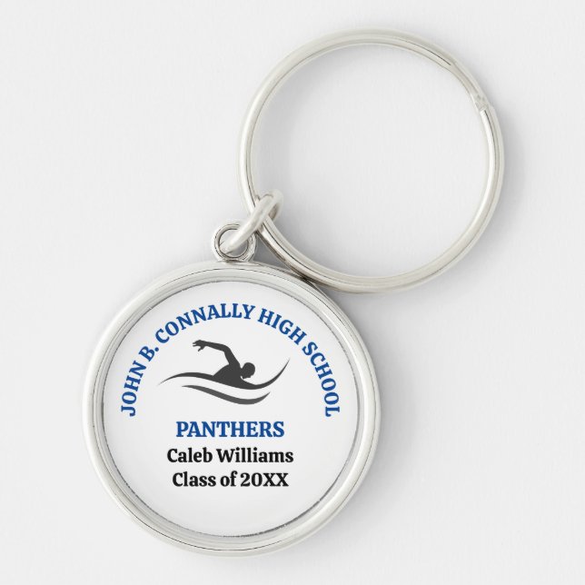 Blue Swim Team Personalized Swimmer Keychain (Front)