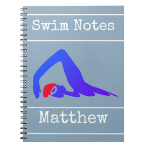 Blue swimmer, Swim Notes, Personalized Notebook