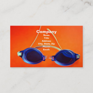 Blue Swimming Goggles on Orange Business Card