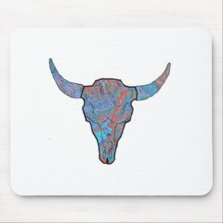 Blue Swirl Bison Skull Art Mouse Pad