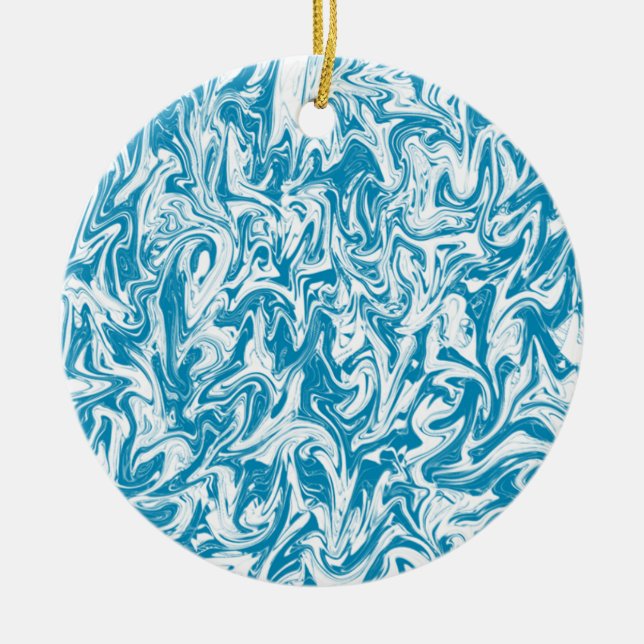 Blue Swirl Ceramic Ornament (Front)