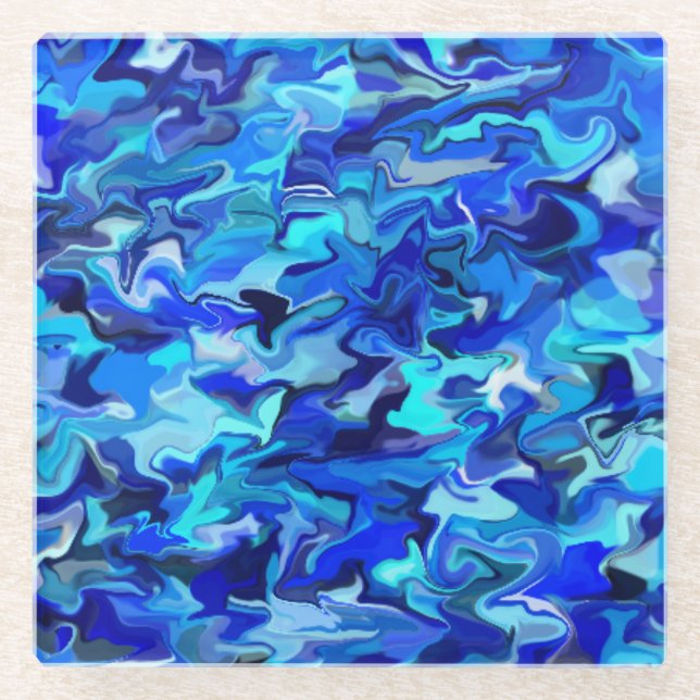 Blue Swirl Glass Coaster (Front)