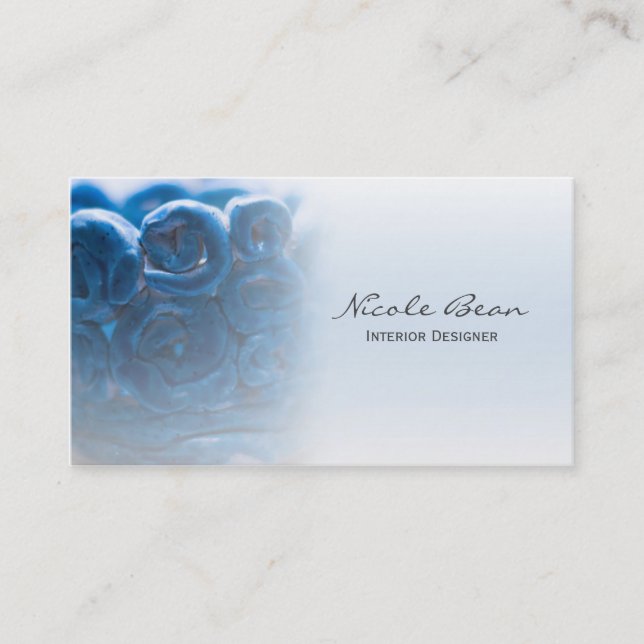Blue Swirl Interior Designer Unique Business Card (Front)