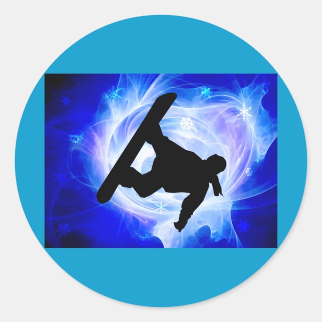 Blue Swirl Snowstorm Classic Round Sticker (Front)