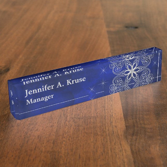 Blue Swirl Star Professional Nameplate (Side)