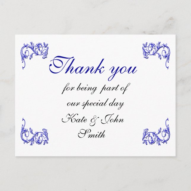 Blue swirl -Thank you note Postcard (Front)