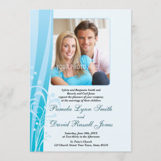 Blue Swirl Wedding Invitation (Vertical)