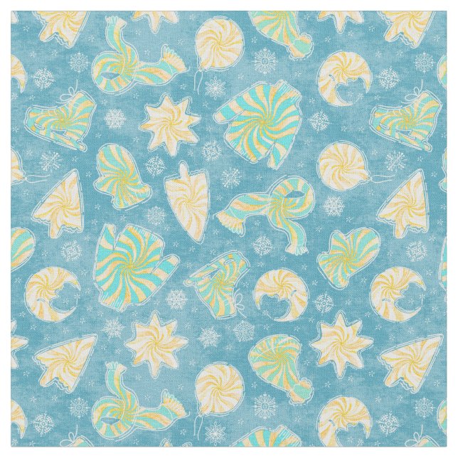 Blue Swirl Winter Fabric (Close Up)