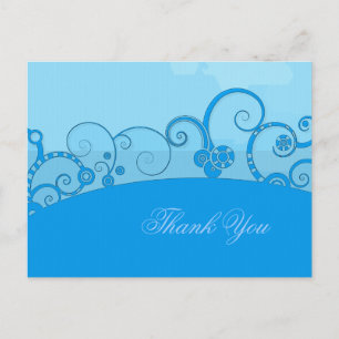 blue swirled fantasy thank you postcard