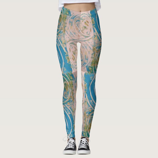 Blue Swirled  Leggings (Front)